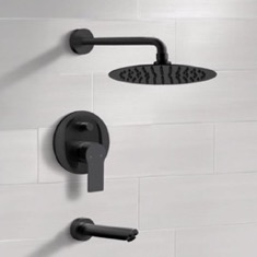 Matte Black Tub and Shower Faucet Set